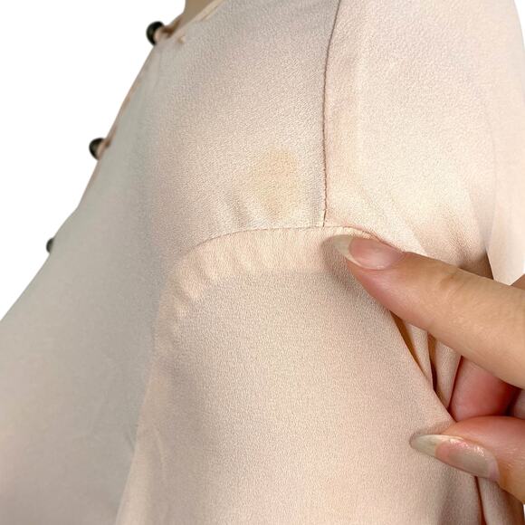 Banana Republic x Olivia Palermo Peach Pink Gathered Empire Blouse SZ M - Picture 9 of 10